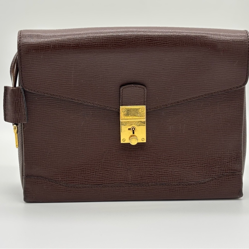 Vintage Celine Brown Leather Clutch with Strap - Picture 1 of 11
